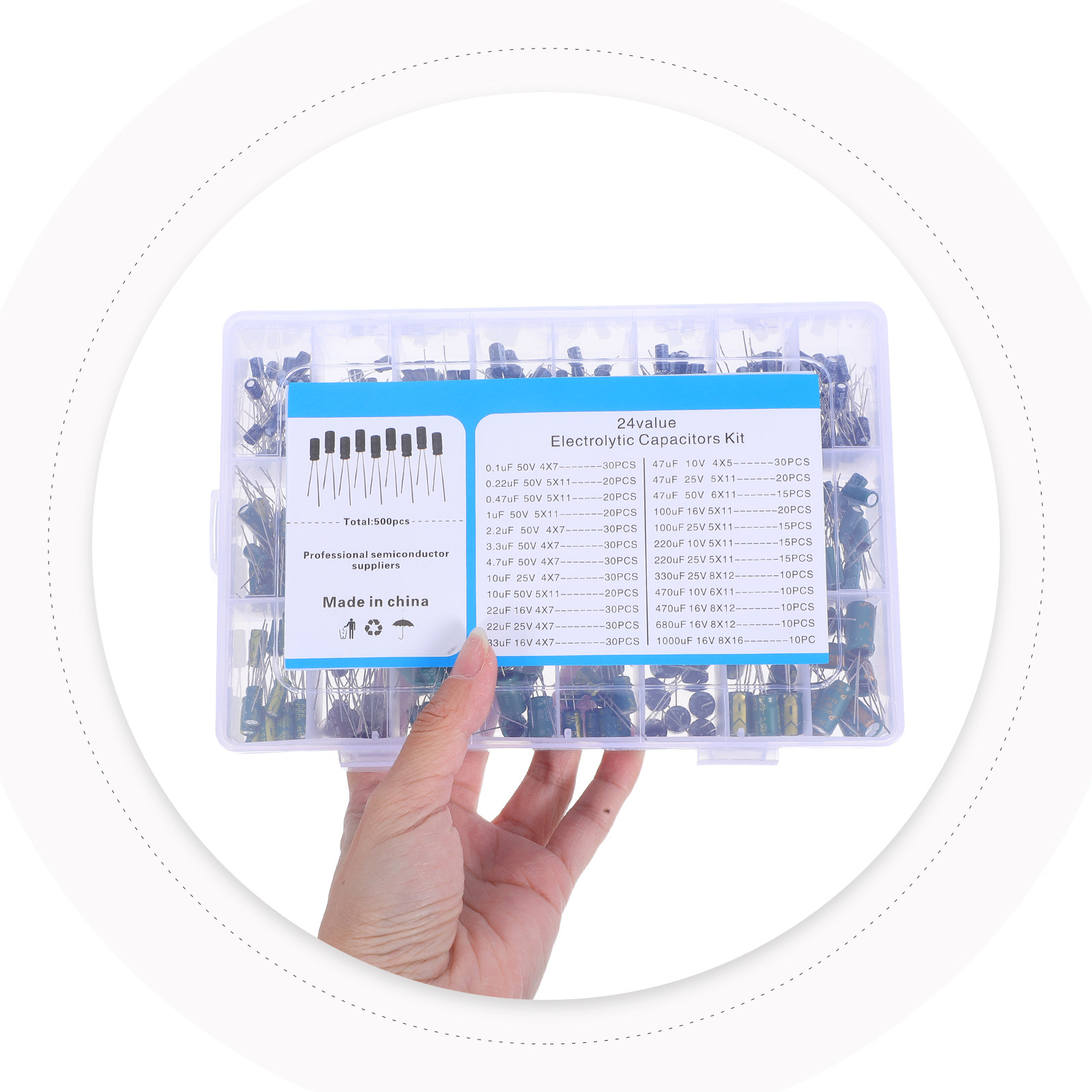 Repair Electronics - 500Pcs Electrolytic Capacitor Assortment Kit Aluminum
