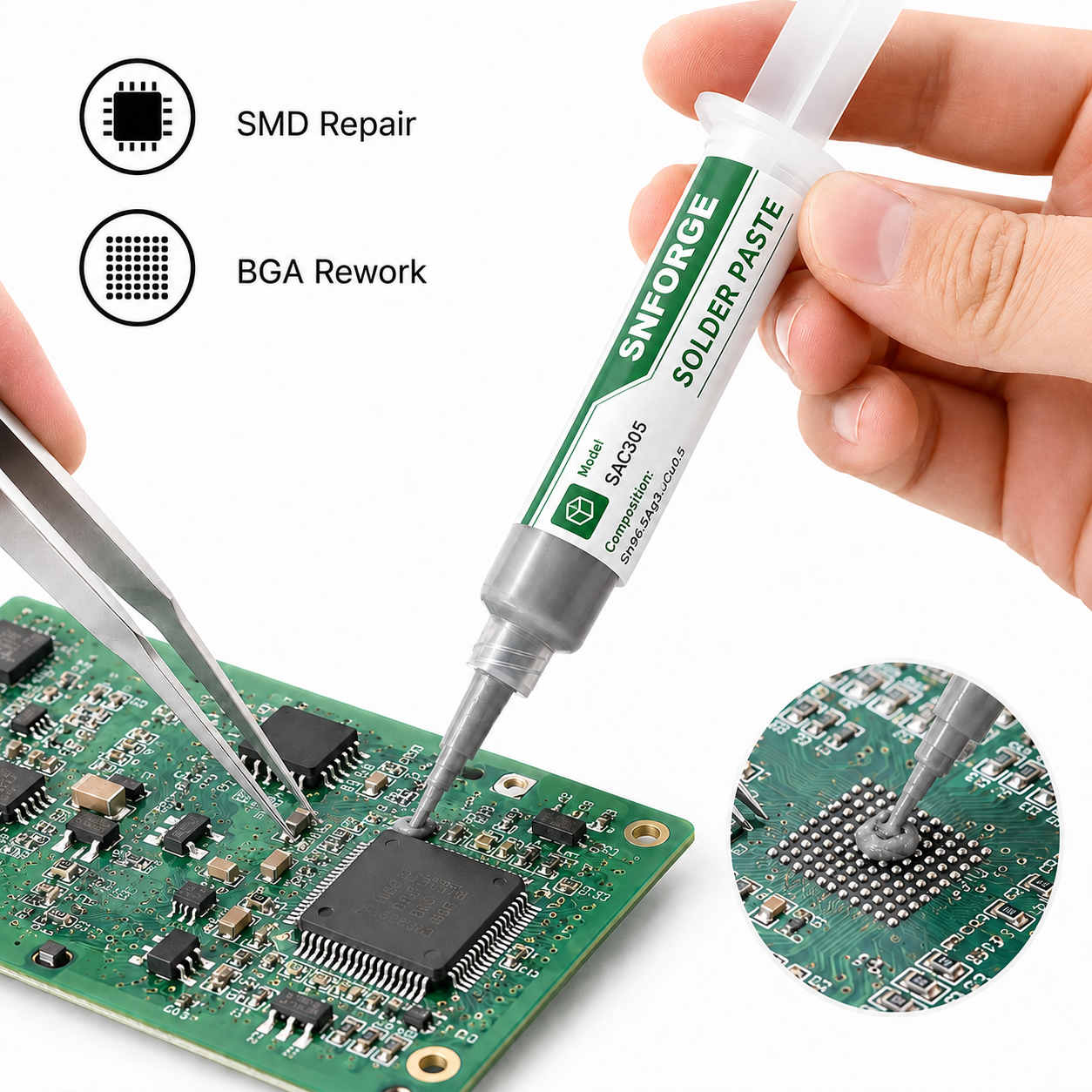 SAC305 Solder Paste Welding Ti - огляд і ціна Electronics Repair Game